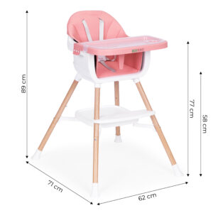 Vaikiška maitinimo kėdutė 2-in-1, rožinė, ECOTOYS - Image 7