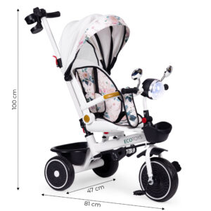 Tricycle stroller for children with swivel seat, push handle, and canopy, ECOTOYS - Image 7