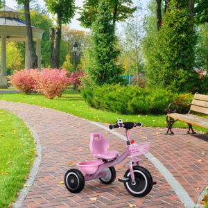 Tricycle with non-slip grips, bell, basket, pink, ECOTOYS - Image 7