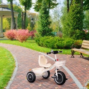 Tricycle with non-slip grips, bell, basket, beige, ECOTOYS - Image 7