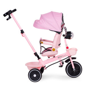 Pink Tricycle for Kids Stroller with Rotating Seat Push Handle ECOTOYS - Image 7