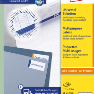 Lipnios etiketės Avery Zweckform, A4, 70x32mm, 27 etiketės lape, 100 lapų, baltos spalvos - Image 3