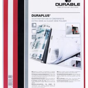 Plastikinis segtuvėlis Durable, A4, su kišenėle, raudonas