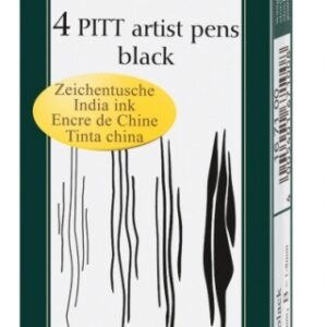 Rašikliai piešimui Faber-Castell PITT, S, F, M, B, 4vnt., juodos spalvos