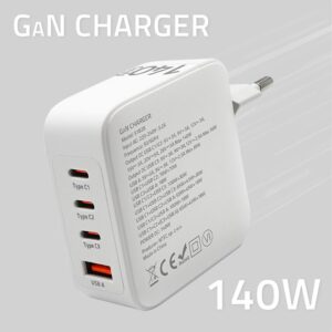 Qoltec 51828 GaN 140 W įkroviklis | 5–20 V | 2,5–5 A | 3 x USB-C PD | 1 x USB QC 3.0 - Image 3