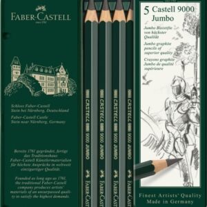 Pieštukai Faber-Castell 9000 Jumbo, 5vnt, metalinėje dėžutėje