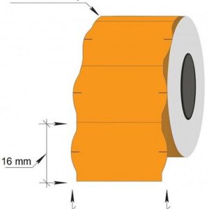 Kainų etiketės 26x16mm, banguotos, 1000vnt, oranžinės spalvos - Image 2