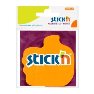 Lipnūs lapeliai Stick´N 21178, rankos formos, 50 lapelių, oranžinės spalvos, blisteryje