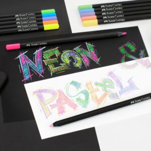 Spalvoti pieštukai Faber-Castell Black Edition, 12 neoninių ir pastelinių spalvų - Image 3
