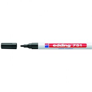 Žymeklis Edding 751 lako pagrindu, apvaliu galiuku, 1-2mm, geltonos spalvos