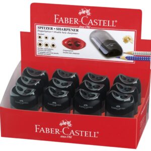 Drožtukas Faber-Castell, ovalios formos, dvigubas, su dėžute, juodos spalvos - Image 4