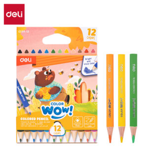 Spalvoti pieštukai DELI ColorWow tribriauniai, 12 spalvų