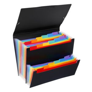 Dėklas dokumentams Viquel Rainbow, A4, 18 skyrelių, su gumelėmis, plastikinis, juodos spalvos