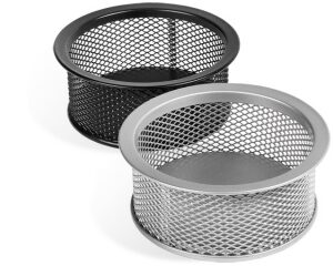 Dėžutė smulkiems biuro reikmenims apvali 79x37mm Forpus perforuoto metalo juoda!