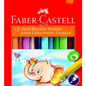 Spalvoti pieštukai Faber-Castell Jumbo, Tribriauniai, 12 spalvų