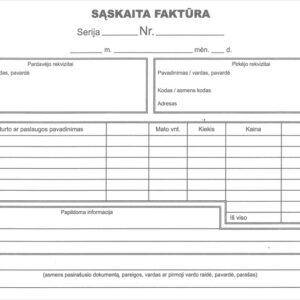 Sąskaita faktūra (ne PVM), A5, SC, 100 lapų