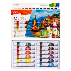 Guašas DELI, 12 spalvų, 12 ml tūbelėse - Image 4