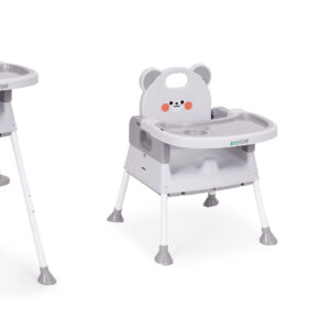 Vaikiška maitinimo kėdutė 3-in-1 su dvigubu padėklu ir 5 taškų saugos diržais, pilka ECOTOYS - Image 8