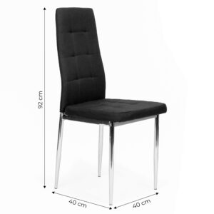 Set of 4 chairs for the living room and dining room, simple quilted chair, chrome legs, black - Image 8