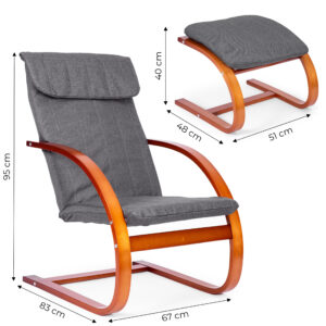 Finnish Rocking Chair with Footrest Recliner for Living Room ModernHome - Image 8