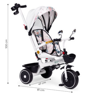 Tricycle stroller for children with swivel seat, push handle, and canopy, ECOTOYS - Image 8
