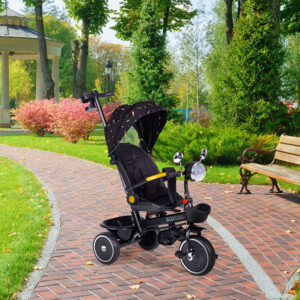 Tricycle stroller for children with swivel seat, push handle, black, ECOTOYS - Image 8