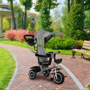 2-in-1 tricycle stroller, swivel seat, foldable canopy, gray, ECOTOYS - Image 8