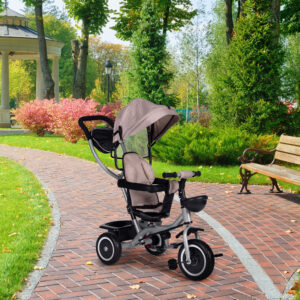 2-in-1 tricycle stroller, swivel seat, foldable canopy, beige, ECOTOYS - Image 8