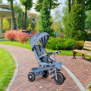 2-in-1 tricycle stroller, swivel seat, foldable canopy, blue, ECOTOYS - Image 8