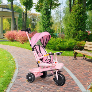 2-in-1 tricycle stroller, swivel seat, foldable canopy, pink, ECOTOYS - Image 8