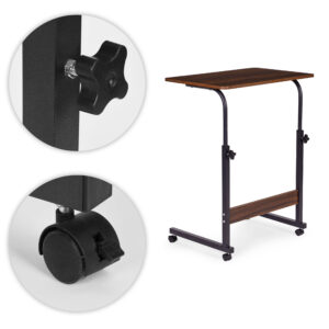 Mobile laptop table – side desk for armchair and sofa in dark walnut finish, ModernHome - Image 8