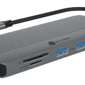 ICY BOX IB-DK4040a-CPD Vielinis USB 3.2 Gen 1 (3.1 Gen 1) Type-C Aliuminis, Sidabras