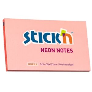 Lipnūs lapeliai Stick´N 21170, 76x127mm, 100 lapelių,neoninės rožinės spalvos