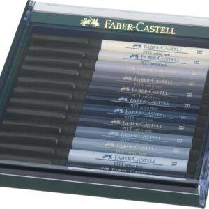 Teptukinių rašiklių rinkinys Faber-Castell PITT, 12vnt, pilkų atspalvių