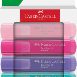 Teksto žymeklių rinkinys Faber-Castell 46, pasteliniai, 4 spalvų
