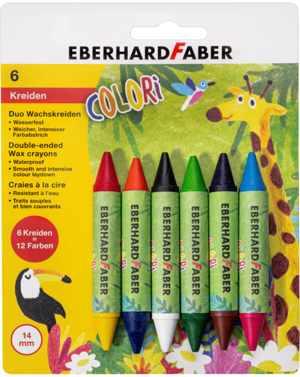 Colori Duo wax crayons, 6 crayons = 12 colours