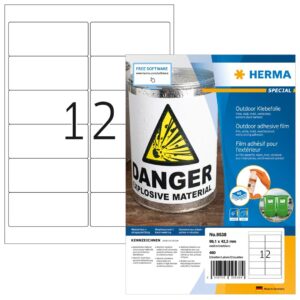 HERMA 9538 lipni etiketė Stačiakampis Balta 480 vnt