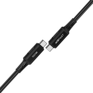 Acefast C4-03 juodos spalvos USB-C - USB-C PD QC cable 100W 5A 480Mb/s 2m - juodos spalvos - Image 3