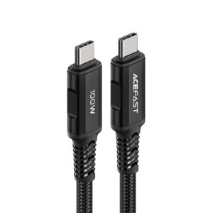 Acefast C4-03 juodos spalvos USB-C - USB-C PD QC cable 100W 5A 480Mb/s 2m - juodos spalvos - Image 2