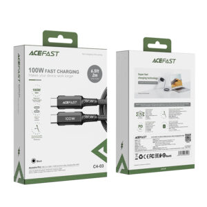 Acefast C4-03 juodos spalvos USB-C - USB-C PD QC cable 100W 5A 480Mb/s 2m - juodos spalvos - Image 5