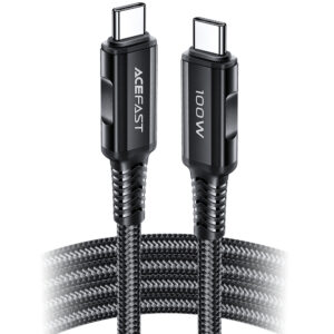 Acefast C4-03 juodos spalvos USB-C - USB-C PD QC cable 100W 5A 480Mb/s 2m - juodos spalvos - Image 6