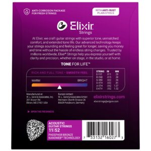 Elixir Strings 16027 Phosphor Bronze Custom Light NW - akustinės gitaros stygos (11–52) - Image 2