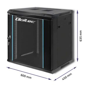 Qoltec 54464 RACK spintelė 19" | 12U | 600 x 635 x 450 | Grūdintos durys | Pakabinama - Image 2