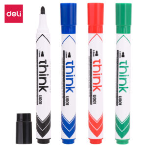 Žymeklių rinkinys baltai lentai Deli U00101, 4 spalvos, apvalus galiukas, 2mm - Image 2