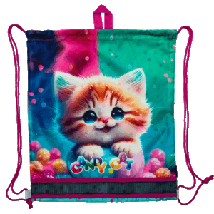 Maišelis sportinei aprangai DeVente, Candy Cat 40x47cm - Image 2