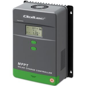 Qoltec 53664 Saulės įkrovimo valdiklis MPPT su temperatūros jutikliu 50A | 12V / 24V | LCD | Bluetooth | Programėlė | GEL | LiFePO4