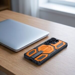 Tech-Protect MAGBLAST MAGSAFE + STIKLAS 2-PACK GALAXY S26 ULTRA JUODA/ORANŽINĖ - Image 8