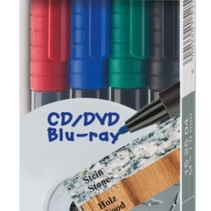 Permanentinių rašiklių rinkinys Faber-Castell Multimark M, 1,0mm, su trintuku, 4 spalvos