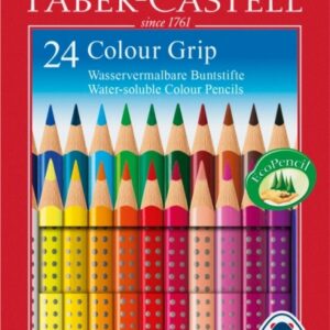 Akvareliniai pieštukai Faber-Castell Grip 2001, tribriauniai, 24 spalvos
