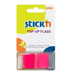 Plastikiniai žymekliai Stick´N 26010, 45x25mm, 50vnt., neoninės rožinės spalvos, blisteryje